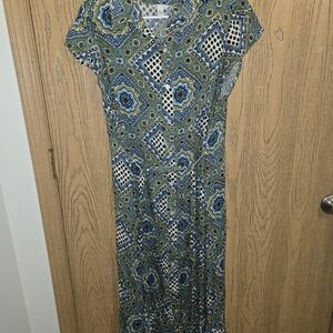 Cato Blue and Green Patterned Maxi Dress